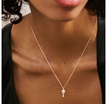 Collana corta in argento 925‰ con pendente a forma di mongolfiera