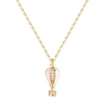Collana corta in argento 925‰ con pendente a forma di mongolfiera