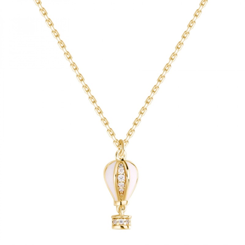 Collana corta in argento 925‰ con pendente a forma di mongolfiera