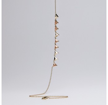 Collana corta in argento 925‰, placcatura oro giallo, 5 cubic zirconia champagne