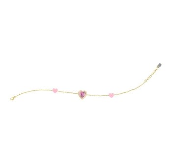 Bracciale Cuori Rosa e Pietra Brillante