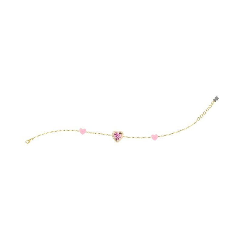 Bracciale Cuori Rosa e Pietra Brillante