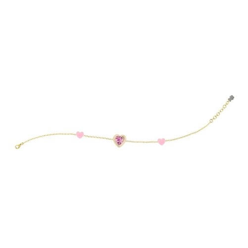 Bracciale Cuori Rosa e Pietra Brillante