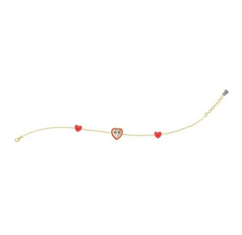Bracciale Cuori Rossi e Pietra Brillante