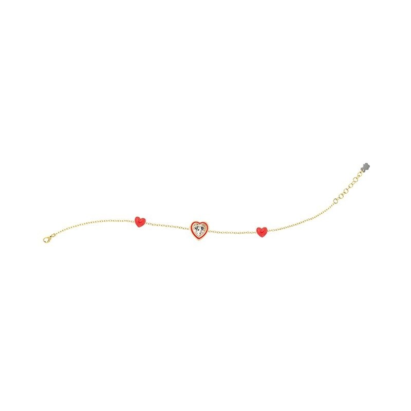 Bracciale Cuori Rossi e Pietra Brillante
