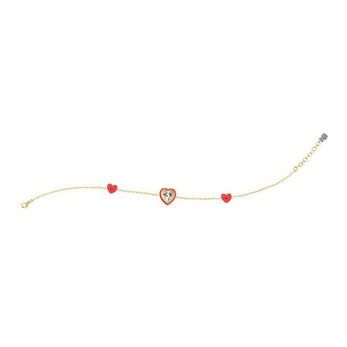 Bracciale Cuori Rossi e Pietra Brillante