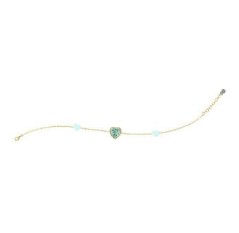Bracciale Cuori Verde acqua e Pietra Brillante
