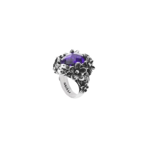 Anello Primavera Ametista Ovale Idrotermale misura 16