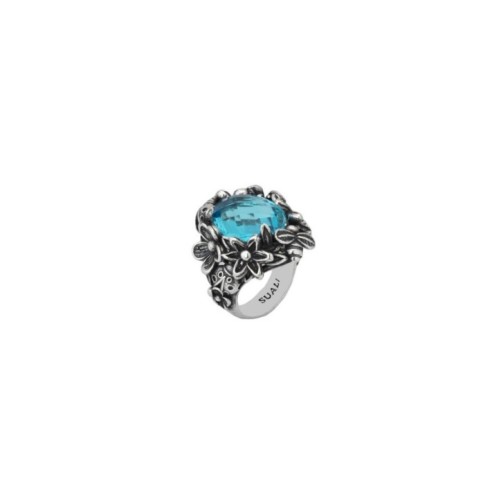 Anello Primavera Gemma Acquamarina Ovale Idrotermale misura 14