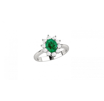 Eternal anello in oro bianco 18KT con smeraldo e diamanti