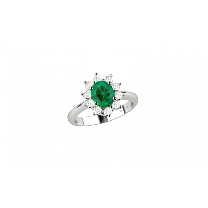 Eternal anello in oro bianco 18KT con smeraldo e diamanti