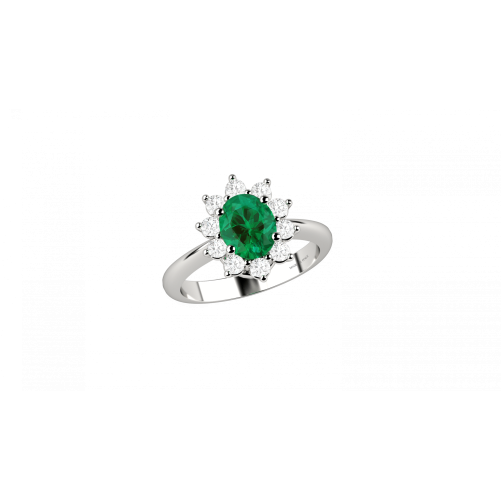 Eternal anello in oro bianco 18KT con smeraldo e diamanti