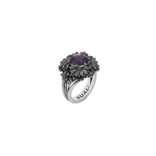 Anello Margherite con quarzo Ametista