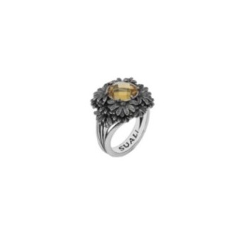 Anello Margherite con quarzo Champagne