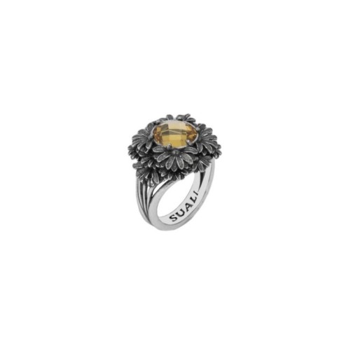 Anello Margherite con quarzo Champagne