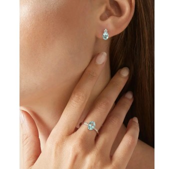 Lux orecchini in oro bianco 18KT con acquamarina ovale e diamanti
