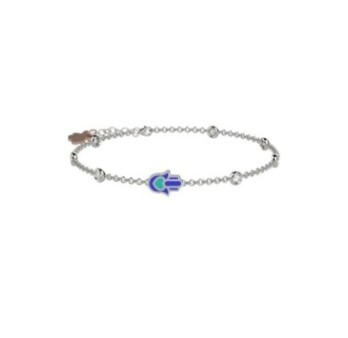 Bracciale con pietre brillanti e mano blu in Argento 925