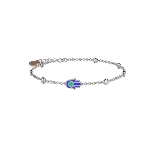 Bracciale con pietre brillanti e mano blu in Argento 925
