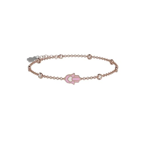 Bracciale con pietre brillanti e mano rosa in Argento 925