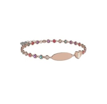 Bracciale Tennis in Argento 925 con pietre colorate e targhetta incidibi