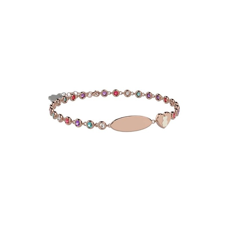 Bracciale Tennis in Argento 925 con pietre colorate e targhetta incidibi