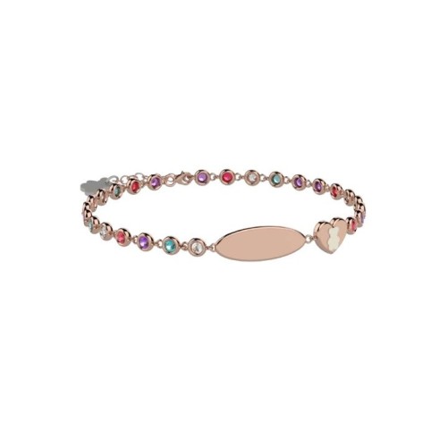 Bracciale Tennis in Argento 925 con pietre colorate e targhetta incidibi