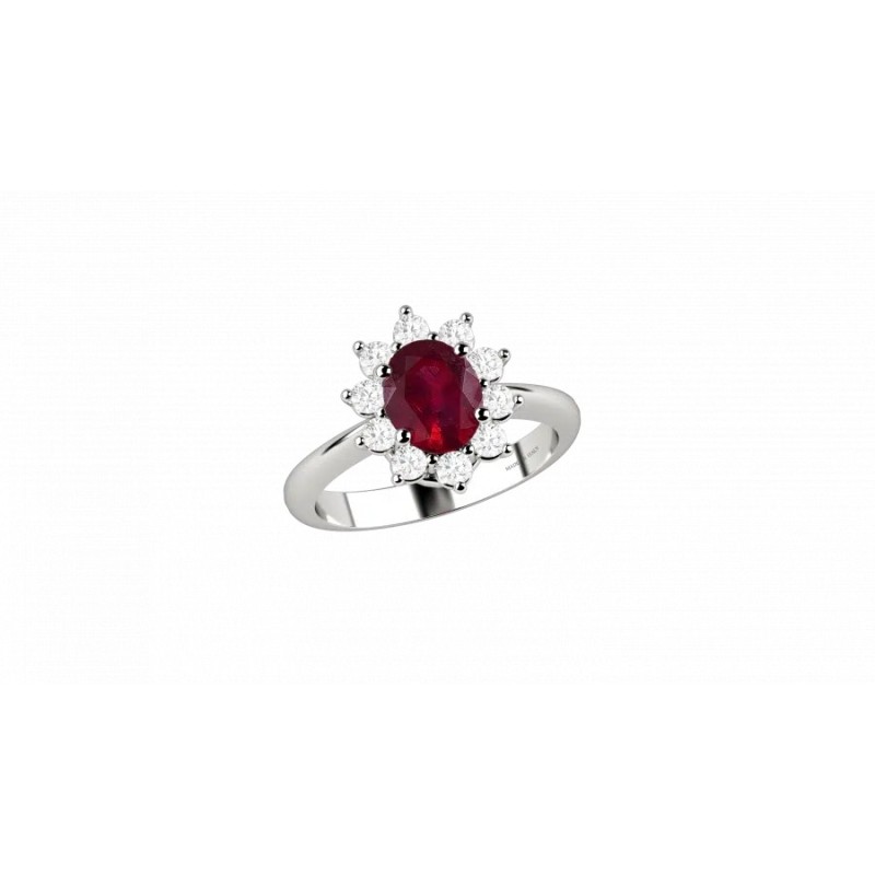 Eternal anello in oro bianco 18KT con rubino e diamanti