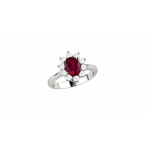 Eternal anello in oro bianco 18KT con rubino e diamanti
