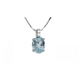 Lux collana in oro bianco 18KT con pendente ovale di acquamarina e diamanti