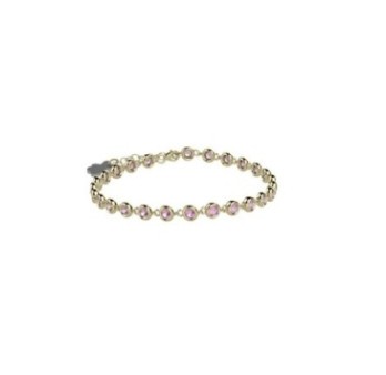 Bracciale Tennis in Argento 925, color oro, con pietre rosa