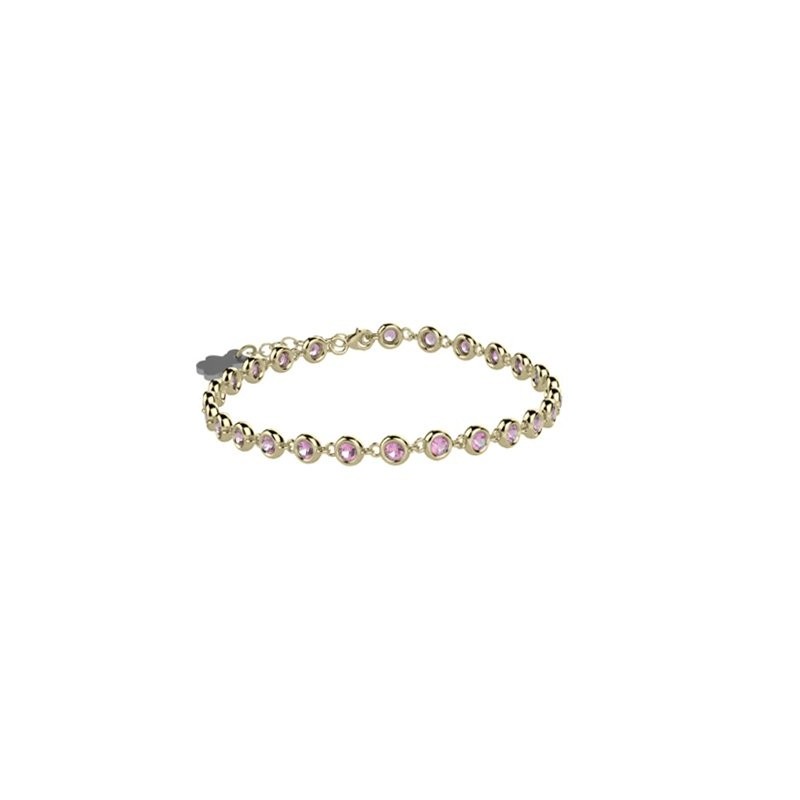 Bracciale Tennis in Argento 925, color oro, con pietre rosa