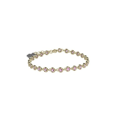 Bracciale Tennis in Argento 925, color oro, con pietre rosa