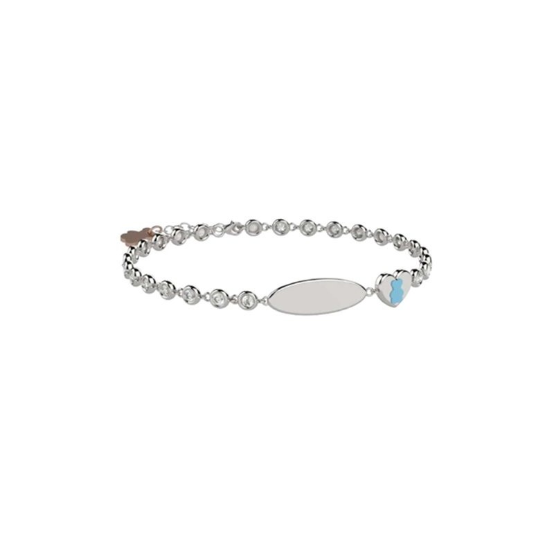 Bracciale Tennis in Argento 925 con pietre bianche e targhetta incidibil