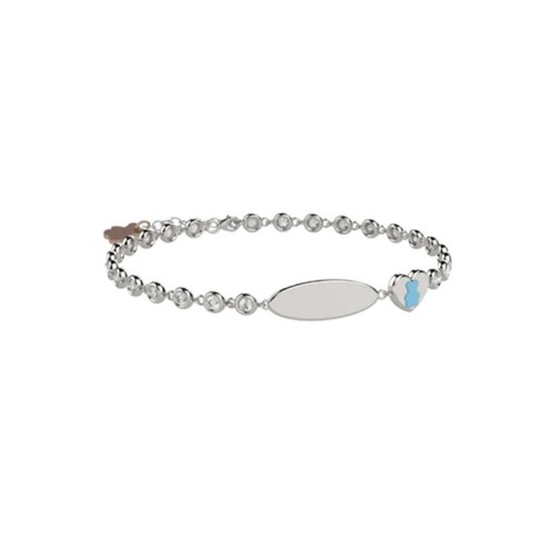 Bracciale Tennis in Argento 925 con pietre bianche e targhetta incidibil
