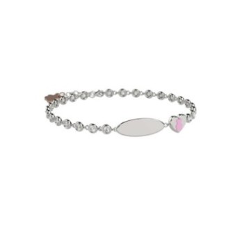 Bracciale Tennis in Argento 925 con pietre bianche e targhetta incidibil