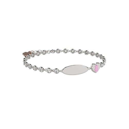 Bracciale Tennis in Argento 925 con pietre bianche e targhetta incidibil