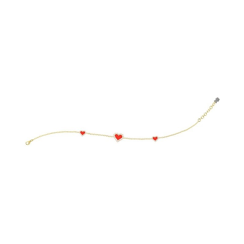 Bracciale Cuori Rossi Argento