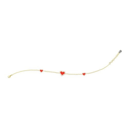 Bracciale Cuori Rossi Argento