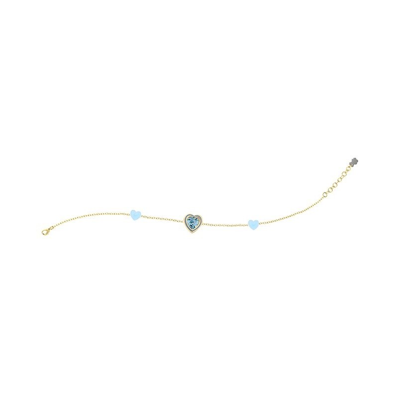 Bracciale Cuori Azzurri e Pietra Brillante