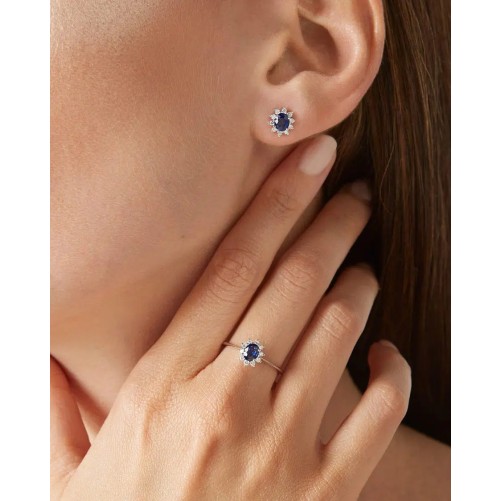 Eternal orecchini in oro bianco 18KT con zaffiri e diamanti
