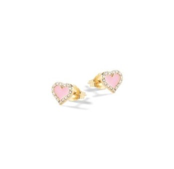 Orecchini Cuori Rosa Argento