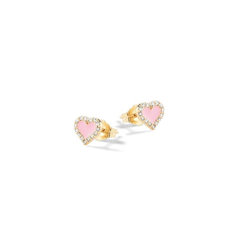 Orecchini Cuori Rosa Argento