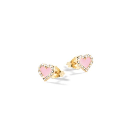 Orecchini Cuori Rosa Argento