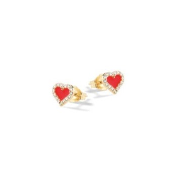 Orecchini Cuori Rossi Argento