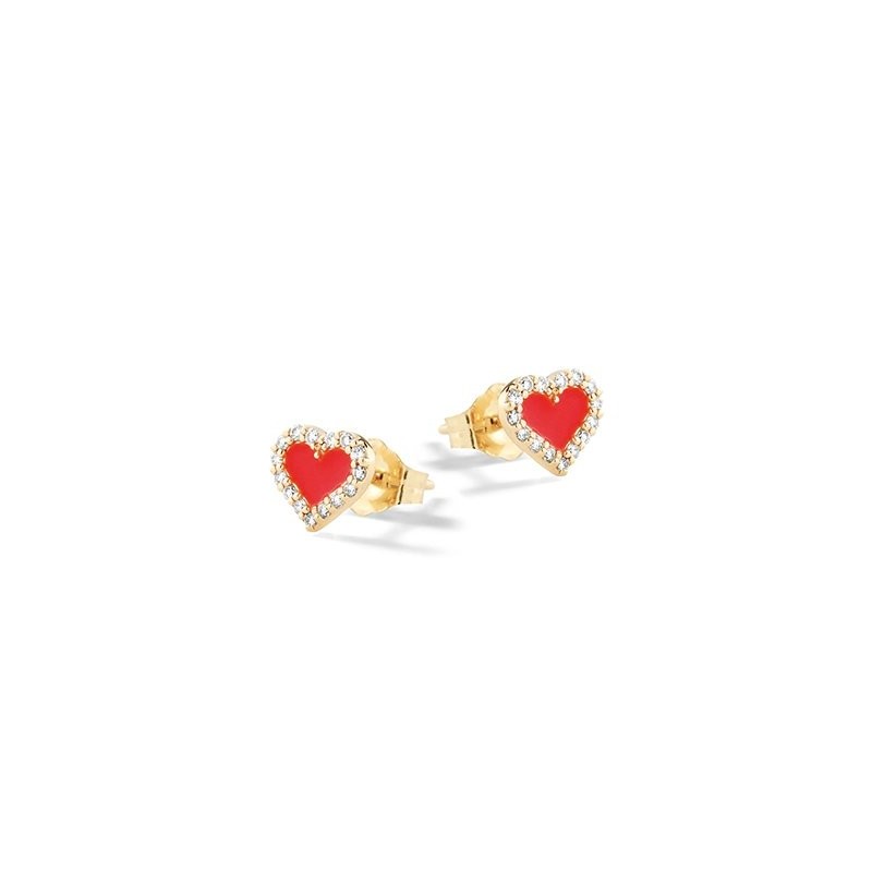 Orecchini Cuori Rossi Argento