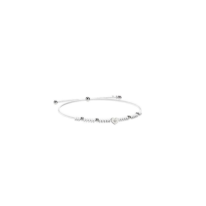 Bracciale Cordino e cuore Argento bianco
