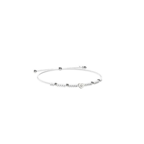 Bracciale Cordino e cuore Argento bianco