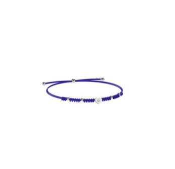 Bracciale Cordino e cuore Argento blu