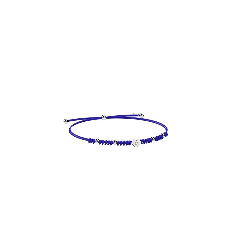 Bracciale Cordino e cuore Argento blu