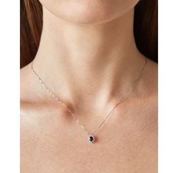 Eternal collana in oro bianco 18KT con zaffiro e diamanti